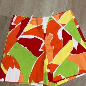 90s Y2K Cache Skort Shorts Bright Abstract Funky Retro Pockets Zipper Pleats